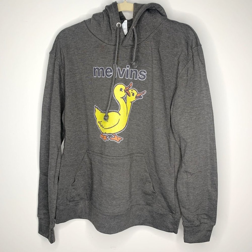 NWOT THE MELVINS Gray Hooded Pullover Hoodie Sweatshirt Sz M - Picture 2 of 9